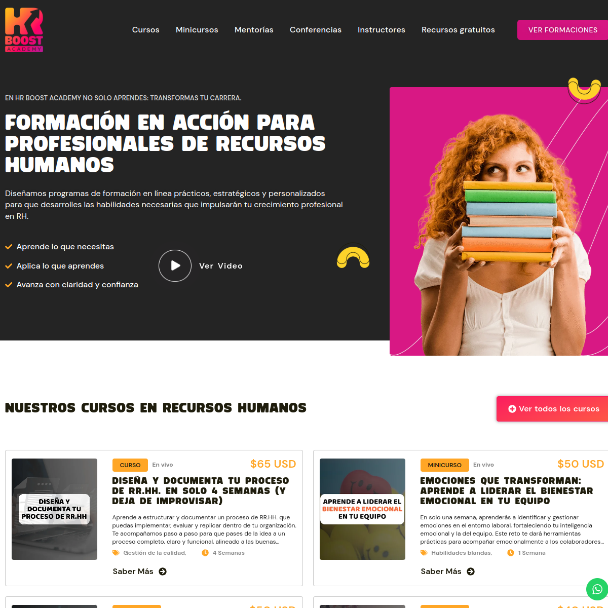 Pantallazo del sitio HR Boost Academy