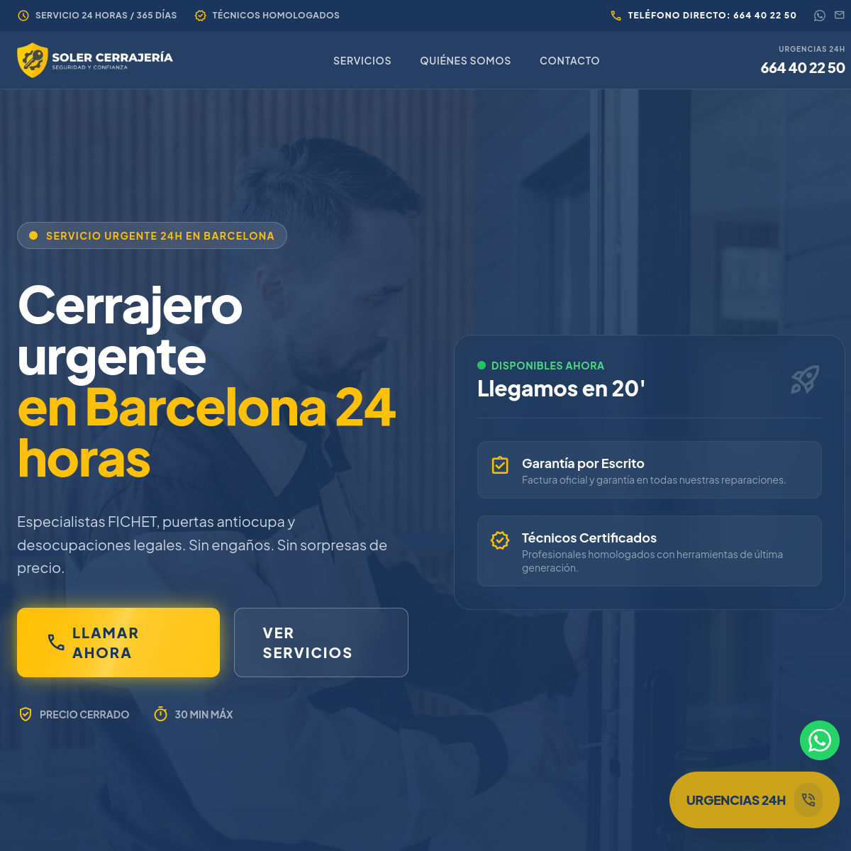 Pantallazo del sitio Soler Cerrajeria